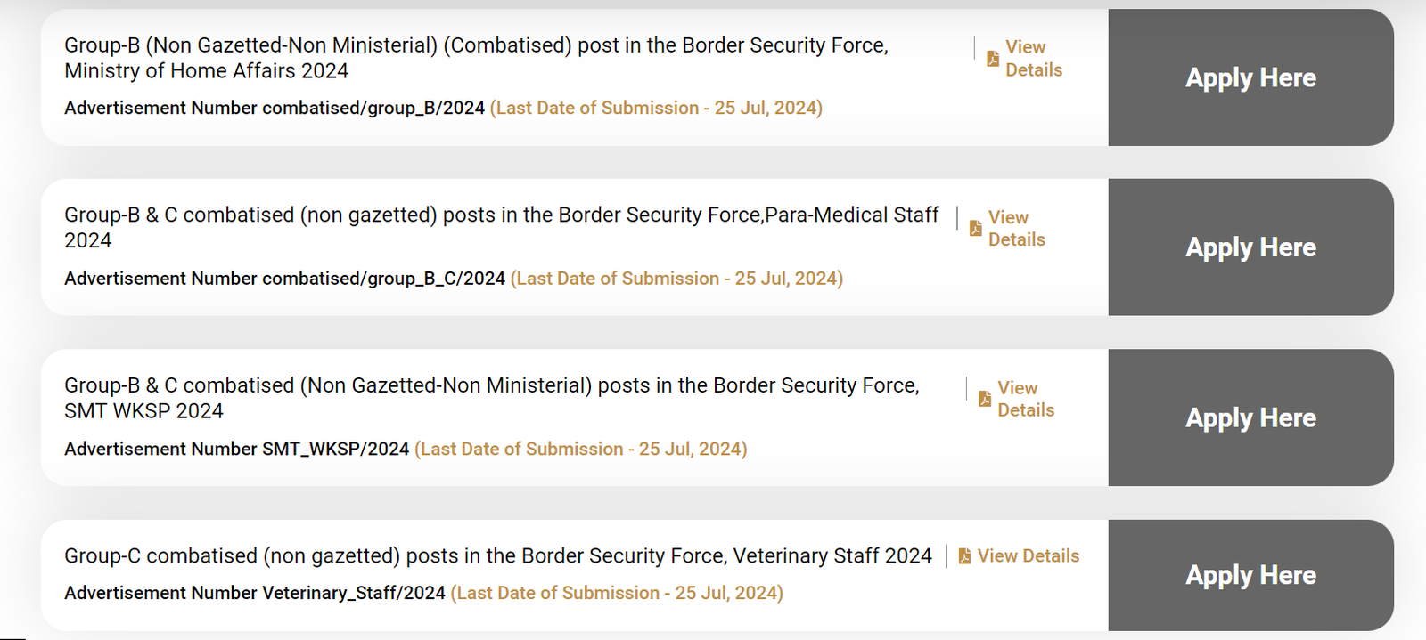 BSF group B and c bharti 2024 and selection process