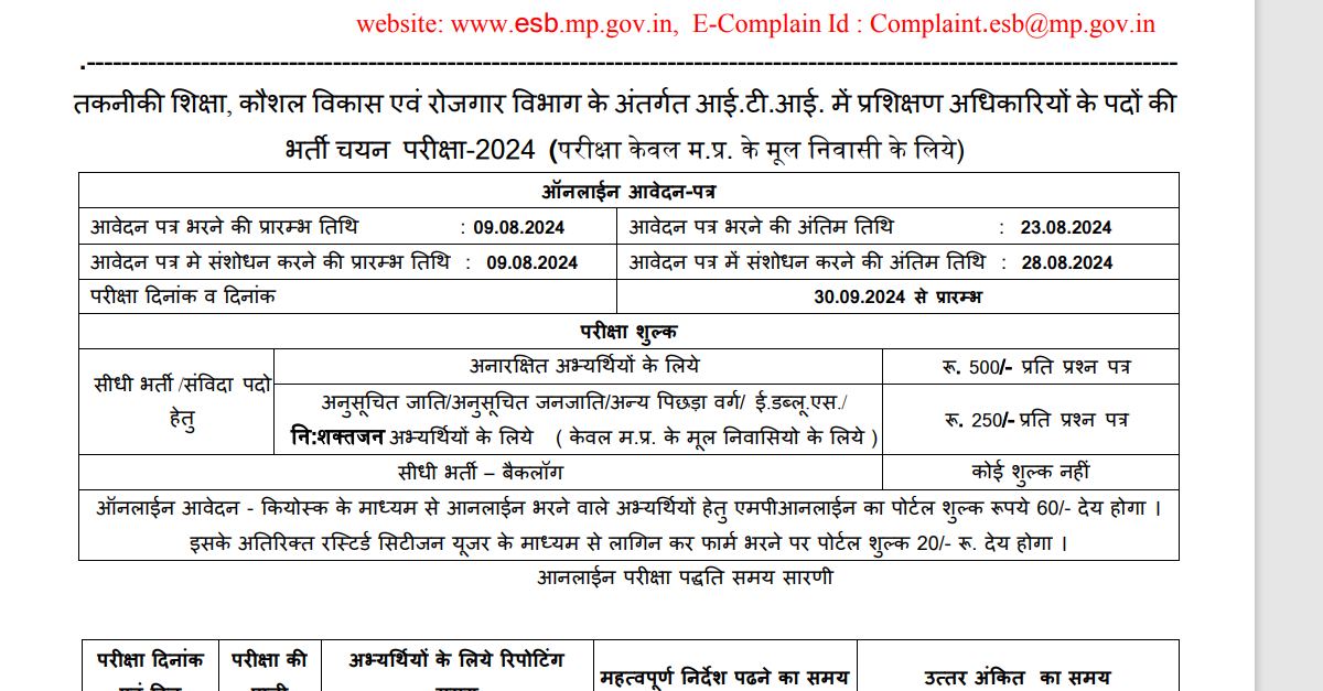 You are currently viewing MPESB ITI TO Trainee Officer New Recruitment 2024