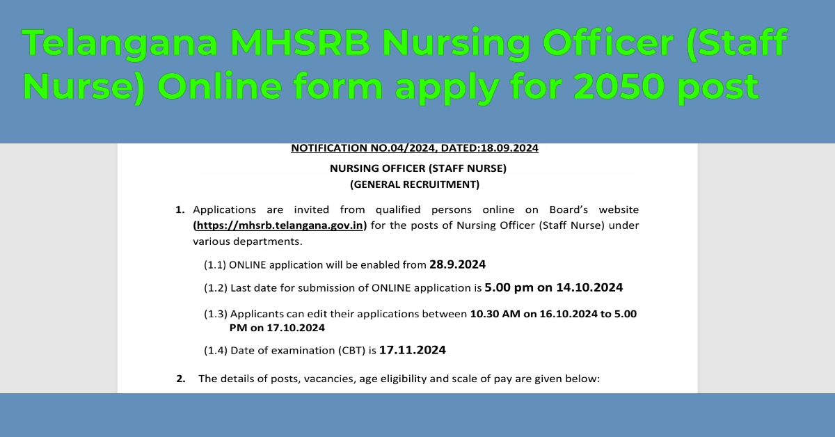 You are currently viewing Telangana MHSRB Nursing Officer Download Exam Hall Ticket