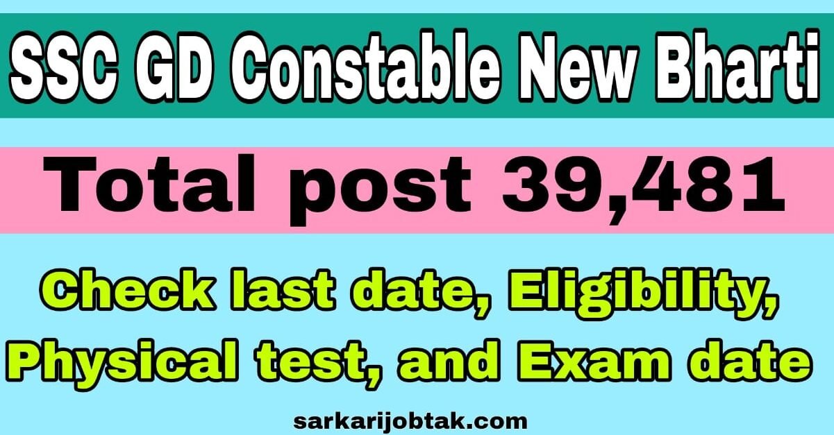 You are currently viewing SSC GD Constable 39481 latest new vacancy, check important date